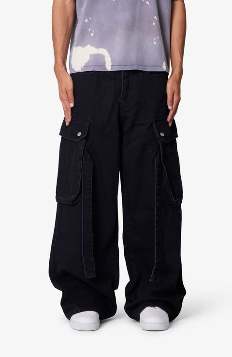 Belt Accent Ultra Baggy Wide Leg Cargo Jeans