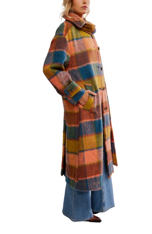 Free People Dalton Plaid Wool Coat In Multi