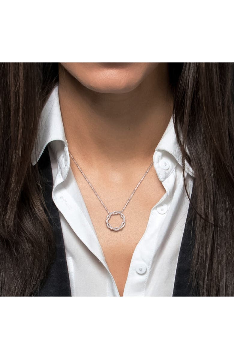 Julianna B. Created White Sapphire Twist Circle Necklace 10k, Alternate, color, 10K White Gold