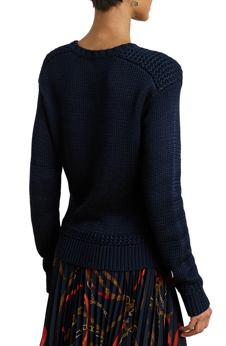 Lauren Ralph Lauren Fashmette Cotton Blend Sweater, Alternate, color, Lauren Navy Blue
