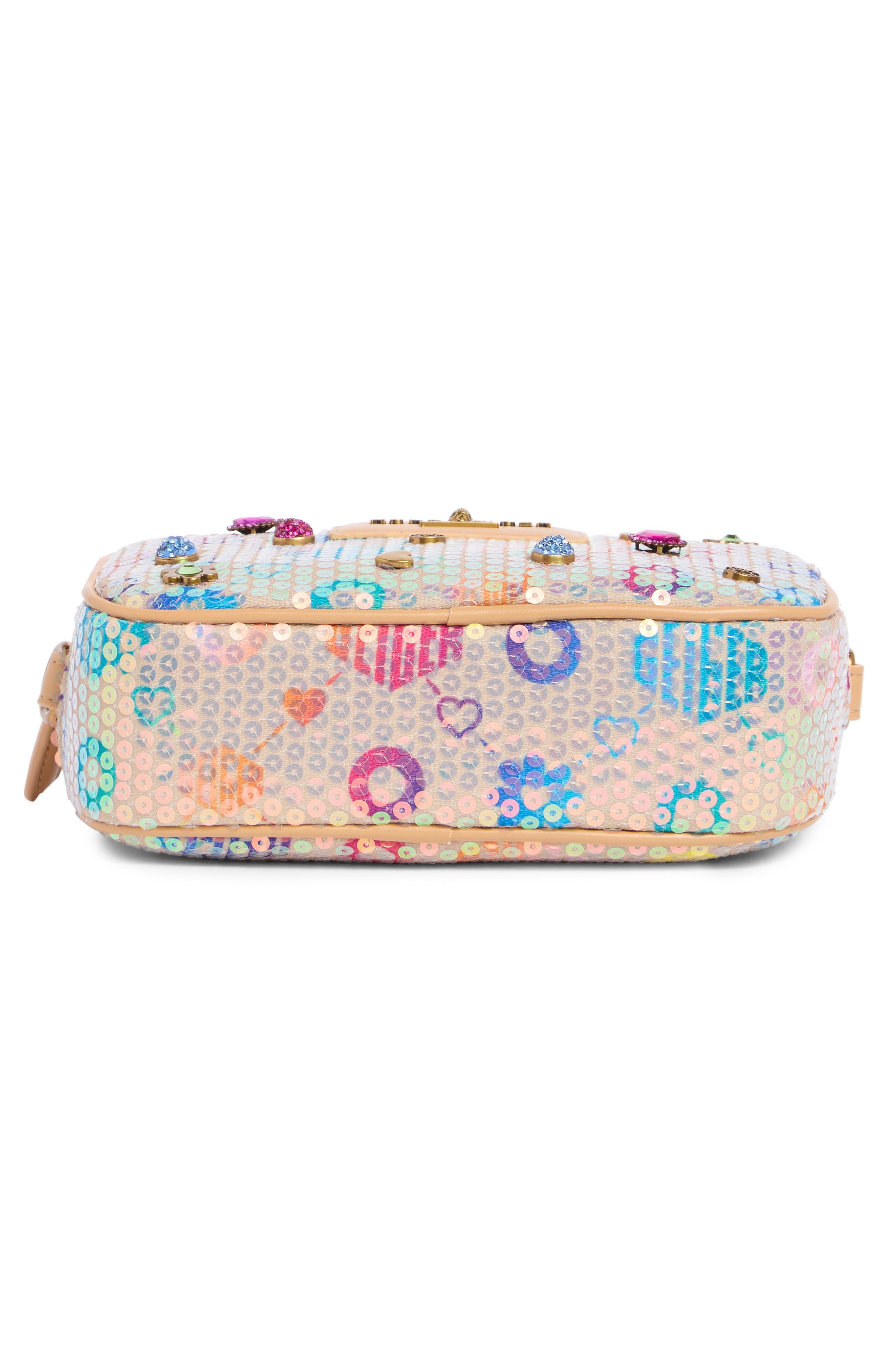 Chiswick Crystal & Sequin Camera Bag, Alternate, color, LIGHT PINK MULTI