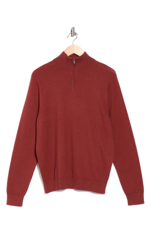 14th & Union 14th And Union Cotton Cashmere Quarter Zip Trim Fit Sweater In Burgundy
