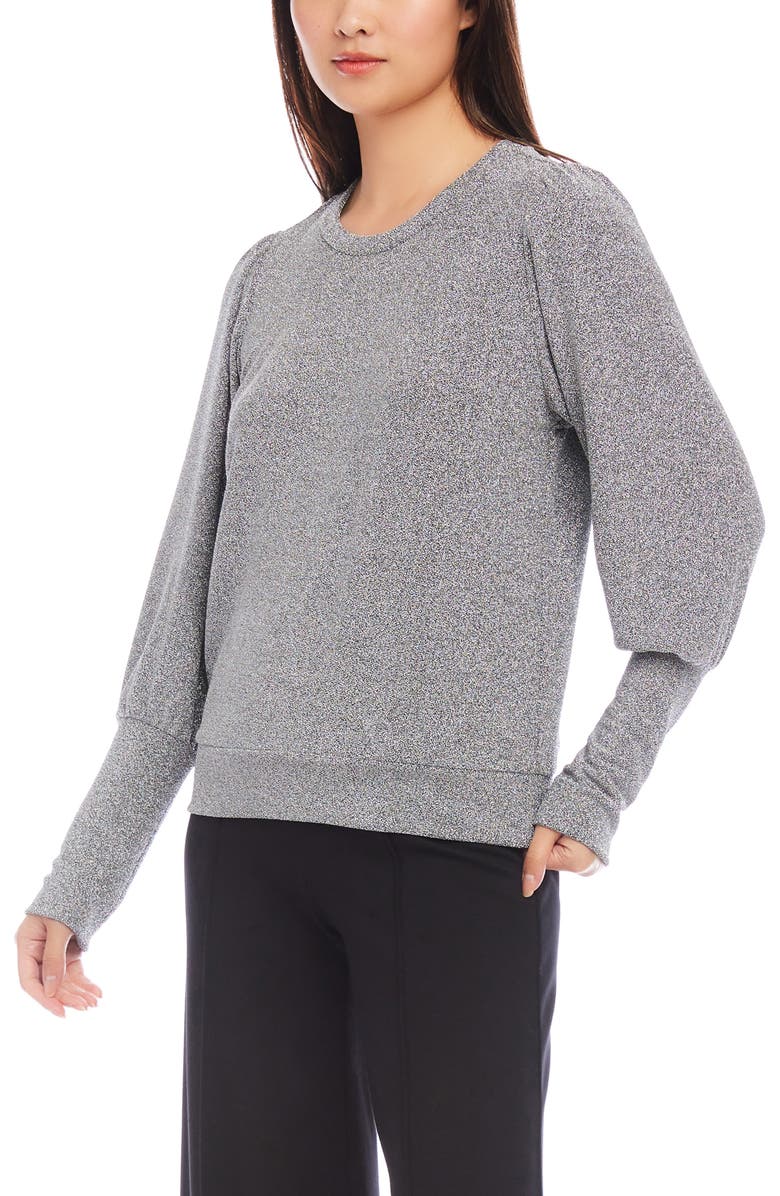 Karen Kane Metallic Knit Balloon Sleeve Top, Alternate, color, 