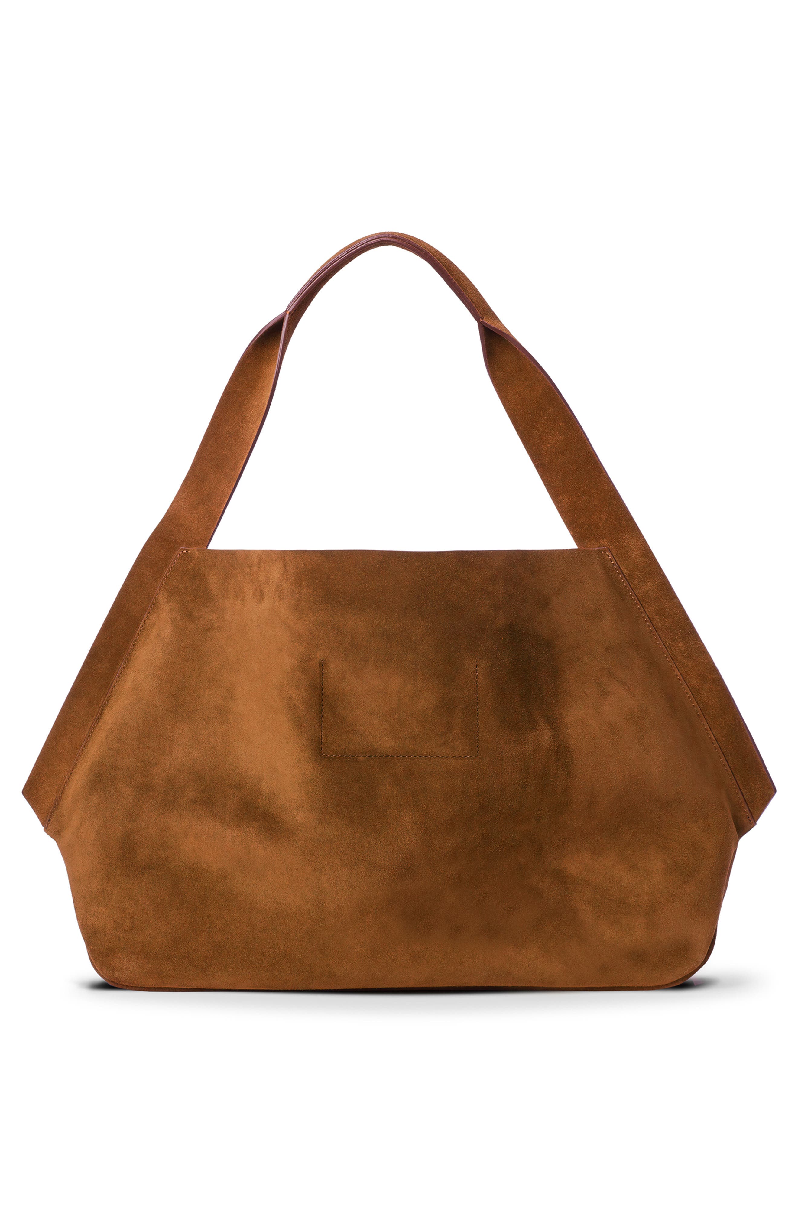 Derby Suede Shoulder Bag, Alternate, color, BEIGE