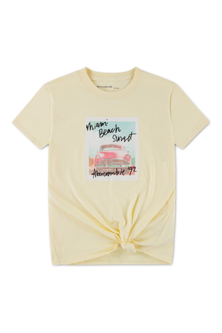 Kids' Miami Beach Knotted Hem Graphic T-Shirt, Main, color, ANISE FLOWER