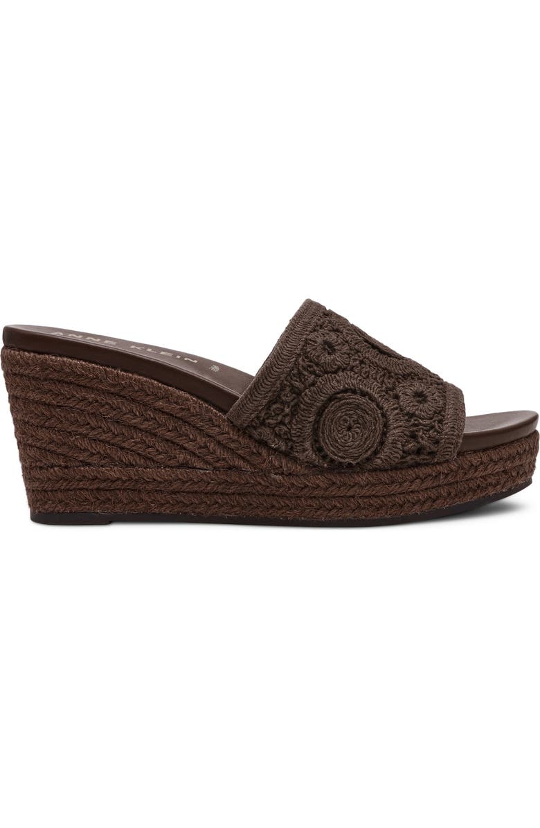 Anne Klein Effy Espadrille Slide Sandal, Alternate, color, Chocolate Brown Crochet