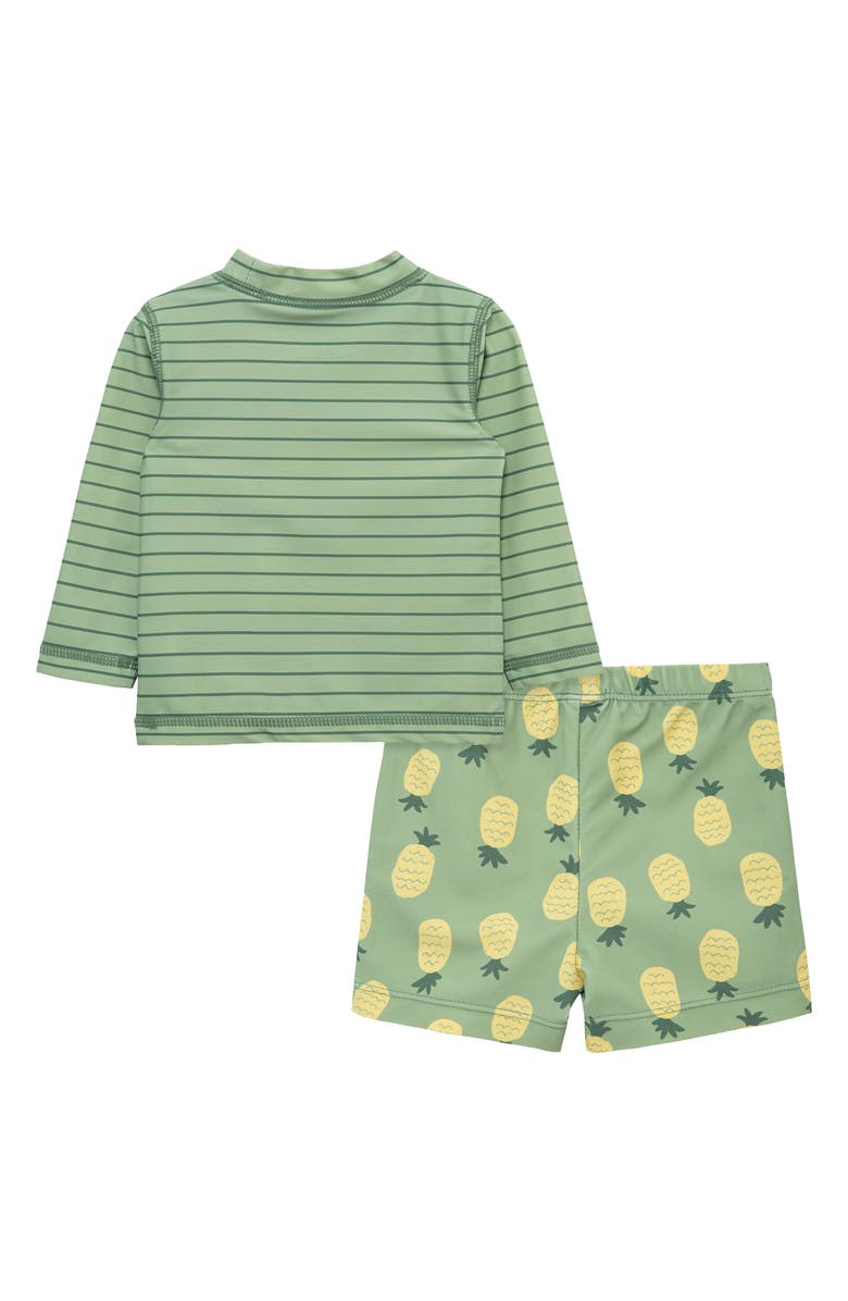 Little Me Pineapple Long Sleeve UPF 50+ Two-Piece Rashguard Swimsuit, Alternate, color, Green