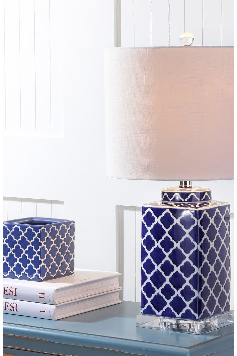 Clarke 23" Chinoiserie LED Table Lamp, Blue/White, Alternate, color, Blue/White