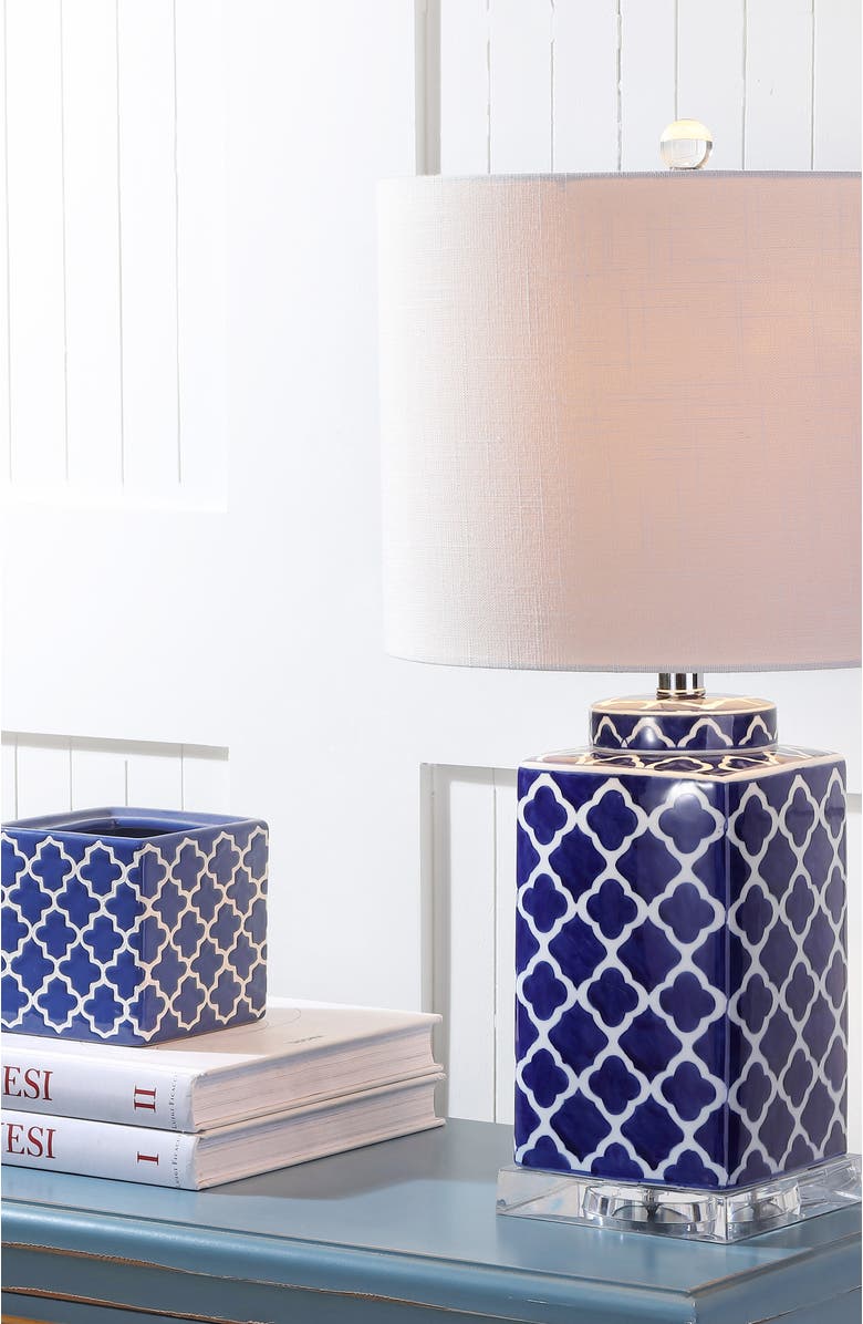 JONATHAN Y Clarke 23" Chinoiserie LED Table Lamp, Blue/White, Alternate, color, Blue/White
