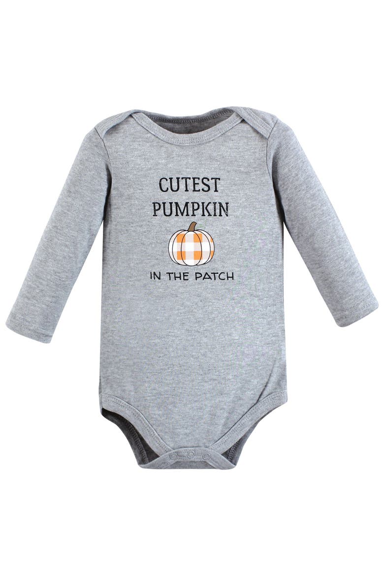 Cotton Long-Sleeve Bodysuit Three-Piece Set, Alternate, color, Pumpkin Truck