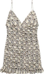 MANGO TEEN Printed Ruched Cotton Minidress