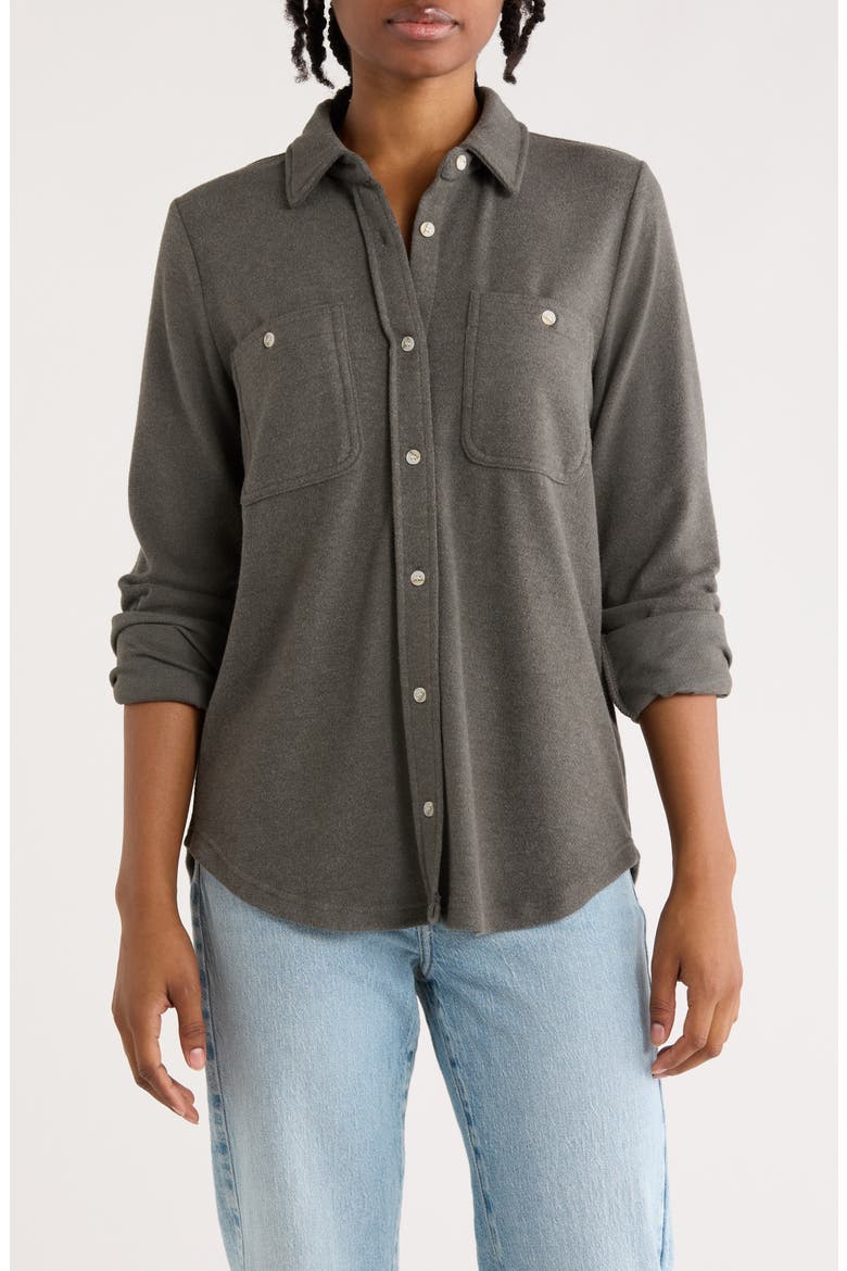 Lewis Button-Up Shirt Jacket, Main, color, BLACK / OLIVE SOLID