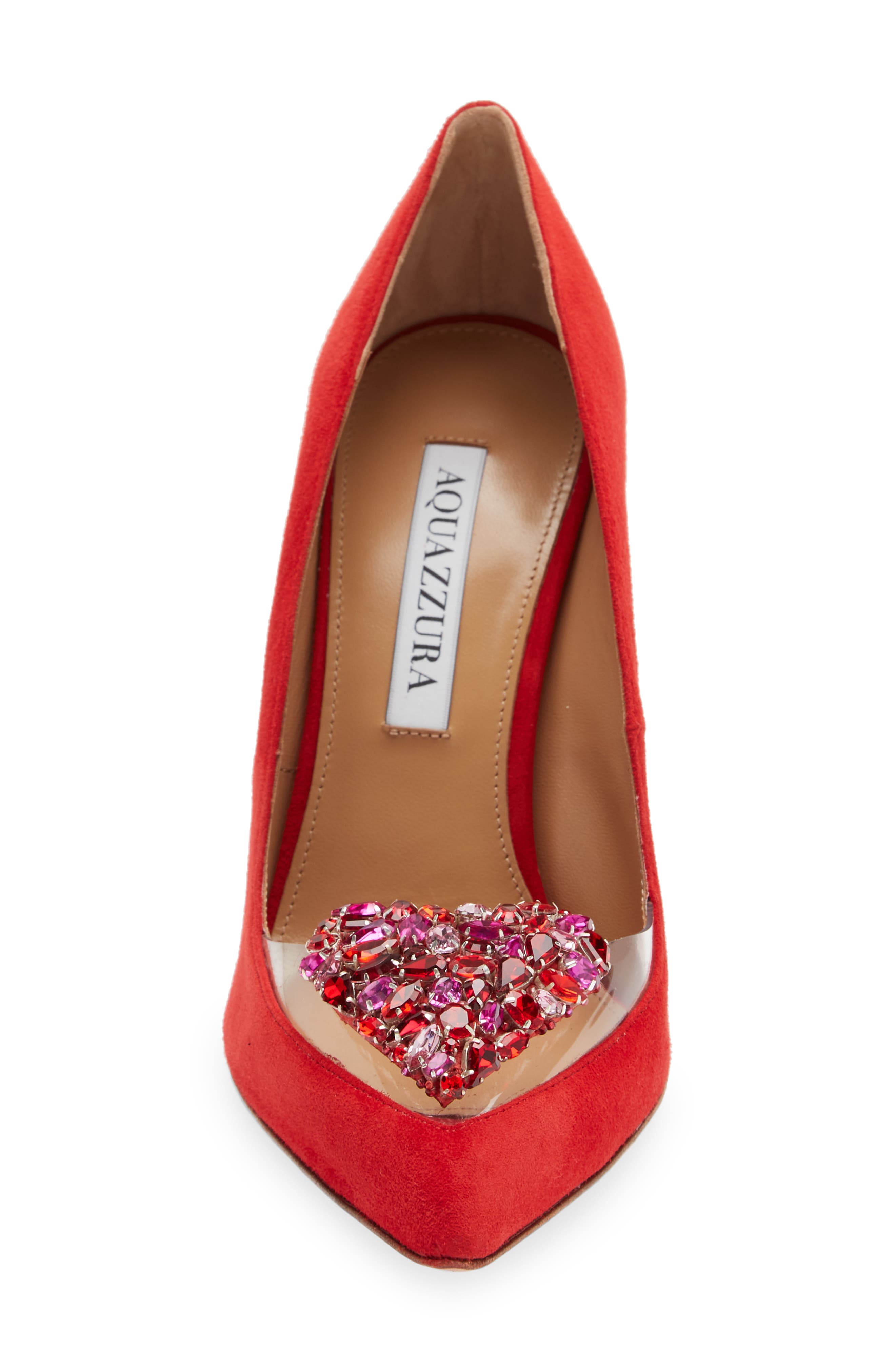 Aquazzura Love Me Pavé Heart Pointed Toe Pump, Alternate, color, 