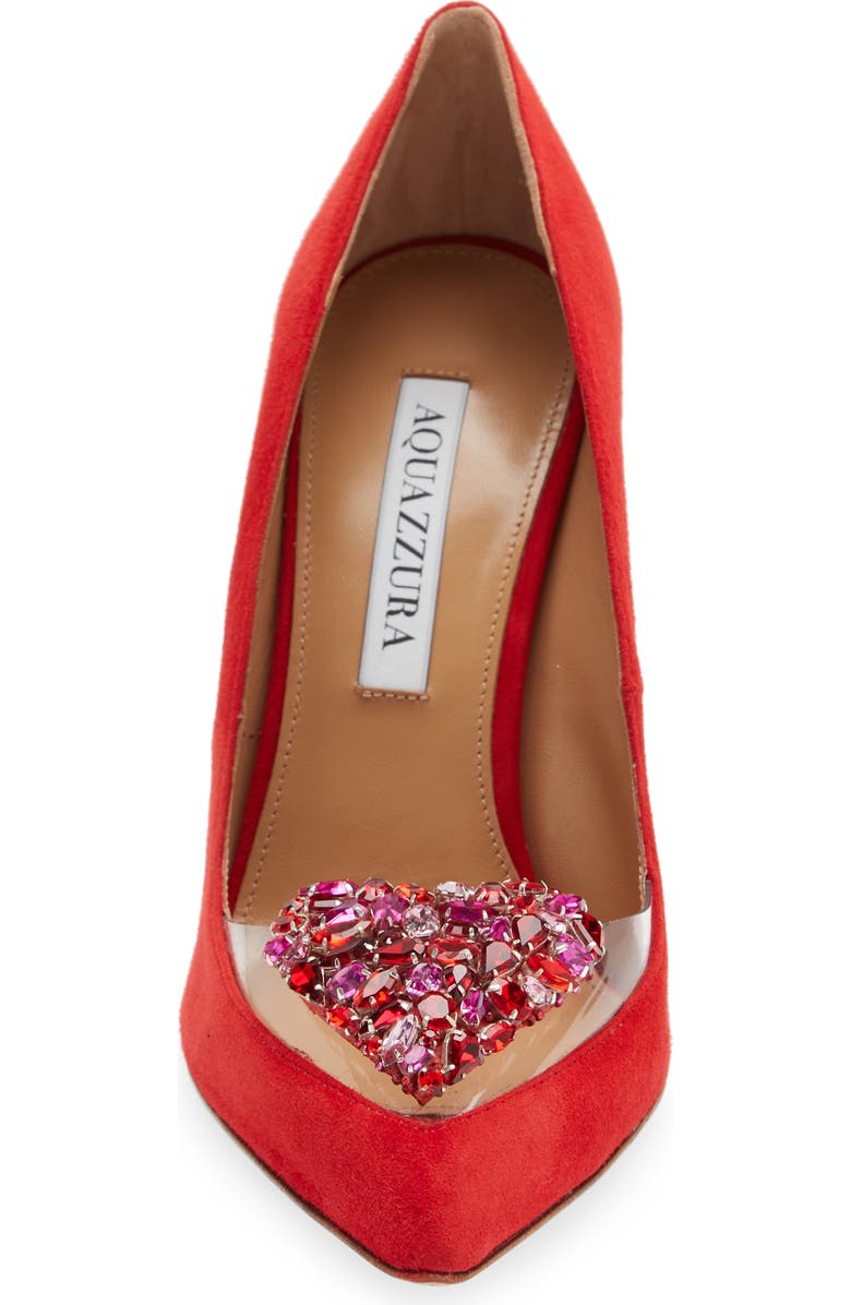 Aquazzura Love Me Pavé Heart Pointed Toe Pump, Alternate, color,