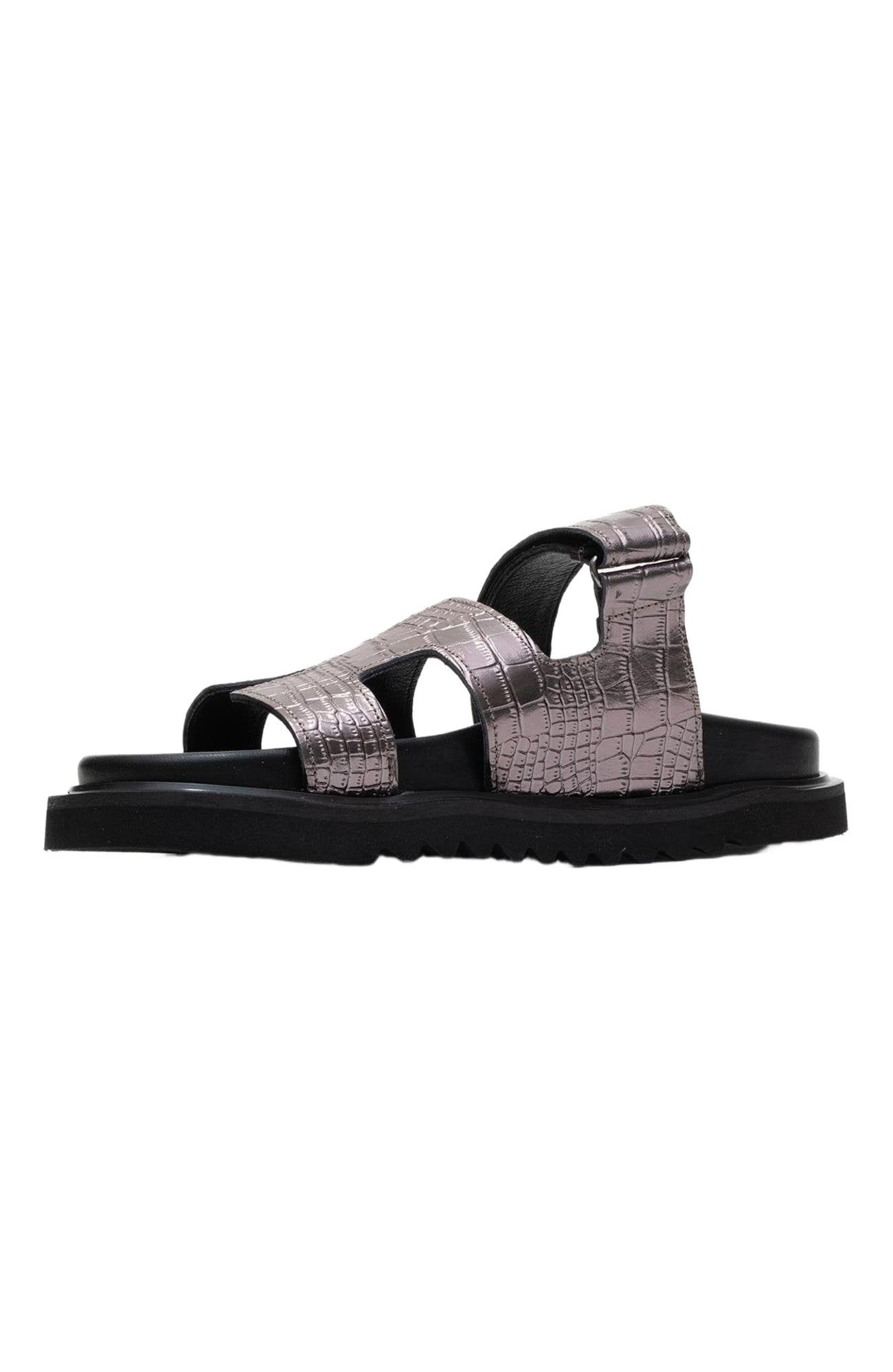Loana Leather Slide Sandal, Alternate, color, Platinum Leather