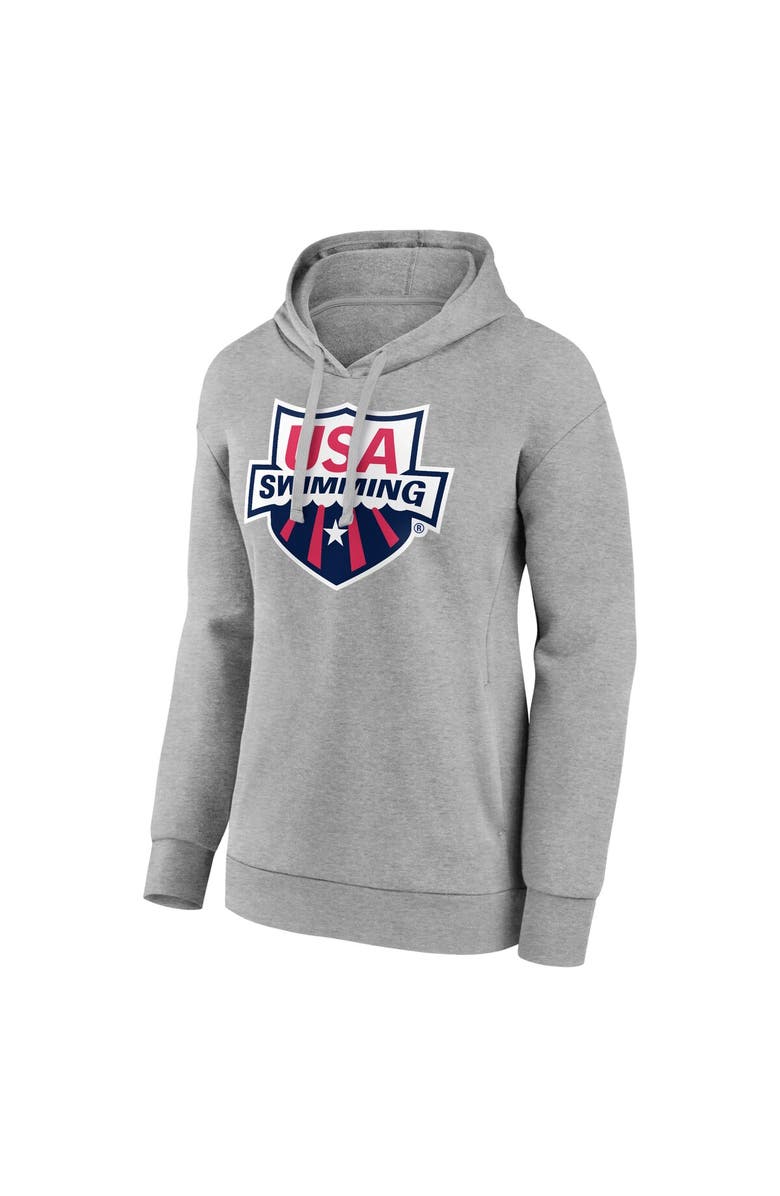 FANATICS Women's Fanatics  Heather Gray USA Swimming Logo Pullover Hoodie, Alternate, color, Heather Gray