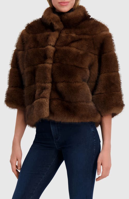 Lyla Grant Fur-free Sable (faux Fur) Jacket In Brown