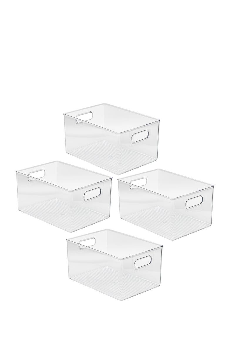 Large Clear Storage Bins - Pack of 4, Alternate, color, CLEAR