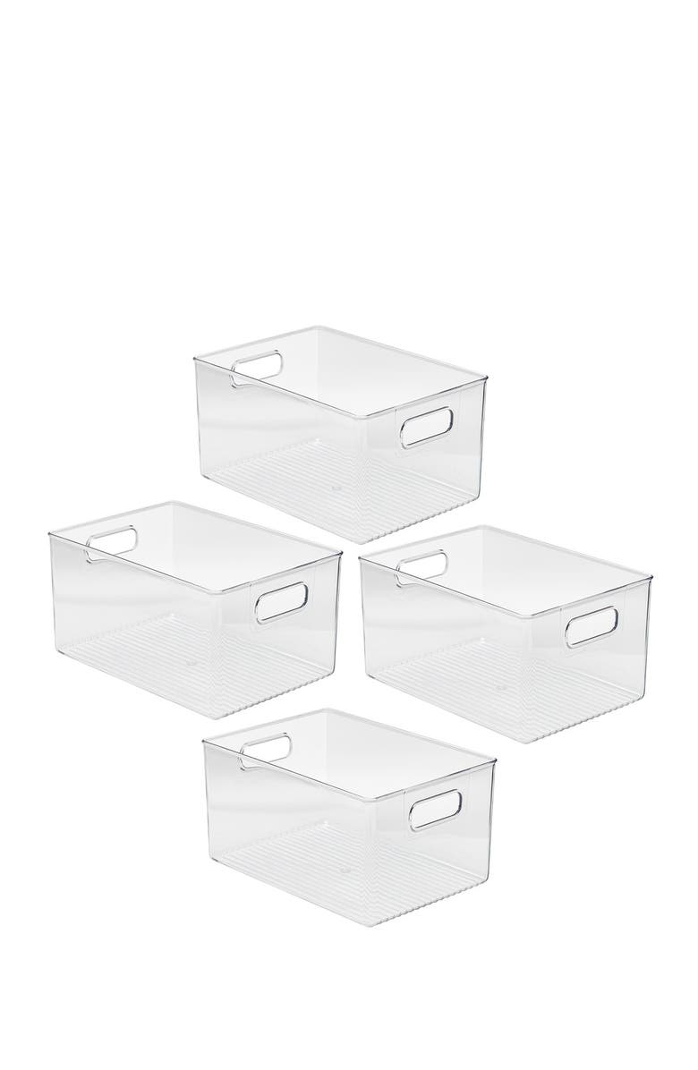 SORBUS Large Clear Storage Bins - Pack of 4, Alternate, color, Clear