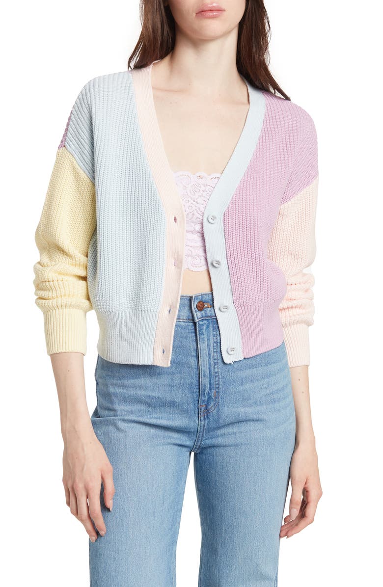 BCBGeneration Colorblock Knit Cardigan, Main, color,