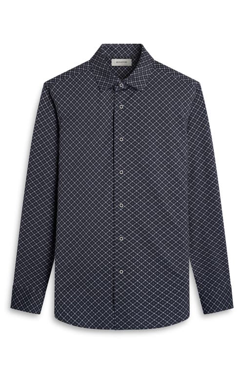 Bugatchi Jules Ooohcotton® Diamond Print Button-down Shirt In Black