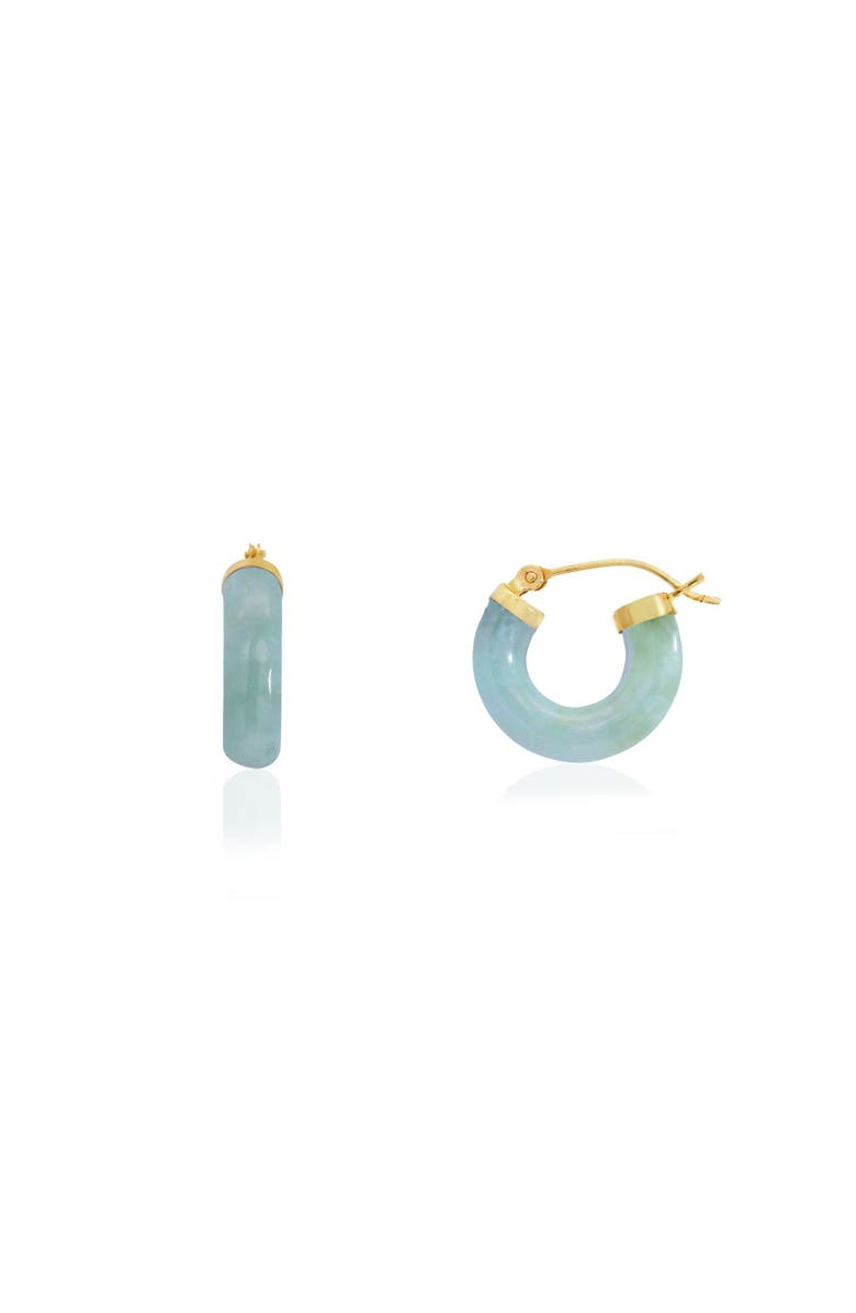 The Lovery Fine Jewelry Jade Hoop Earrings, Main, color, Jade