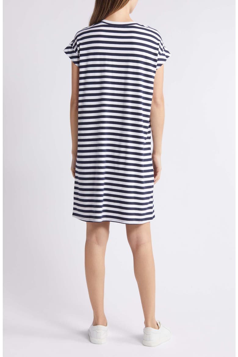 V-Neck T-Shirt Dress, Alternate, color, NAVY- WHITE CHARM STRIPE