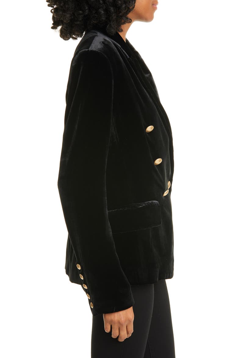 Kenzie Double Breasted Velvet Blazer, Alternate, color, BLACK