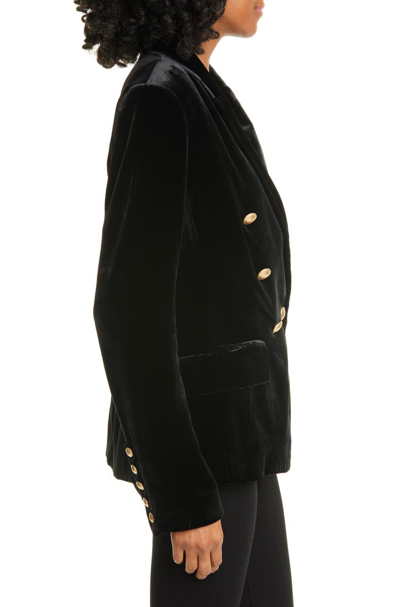 L'AGENCE Kenzie Double Breasted Velvet Blazer, Alternate, color,