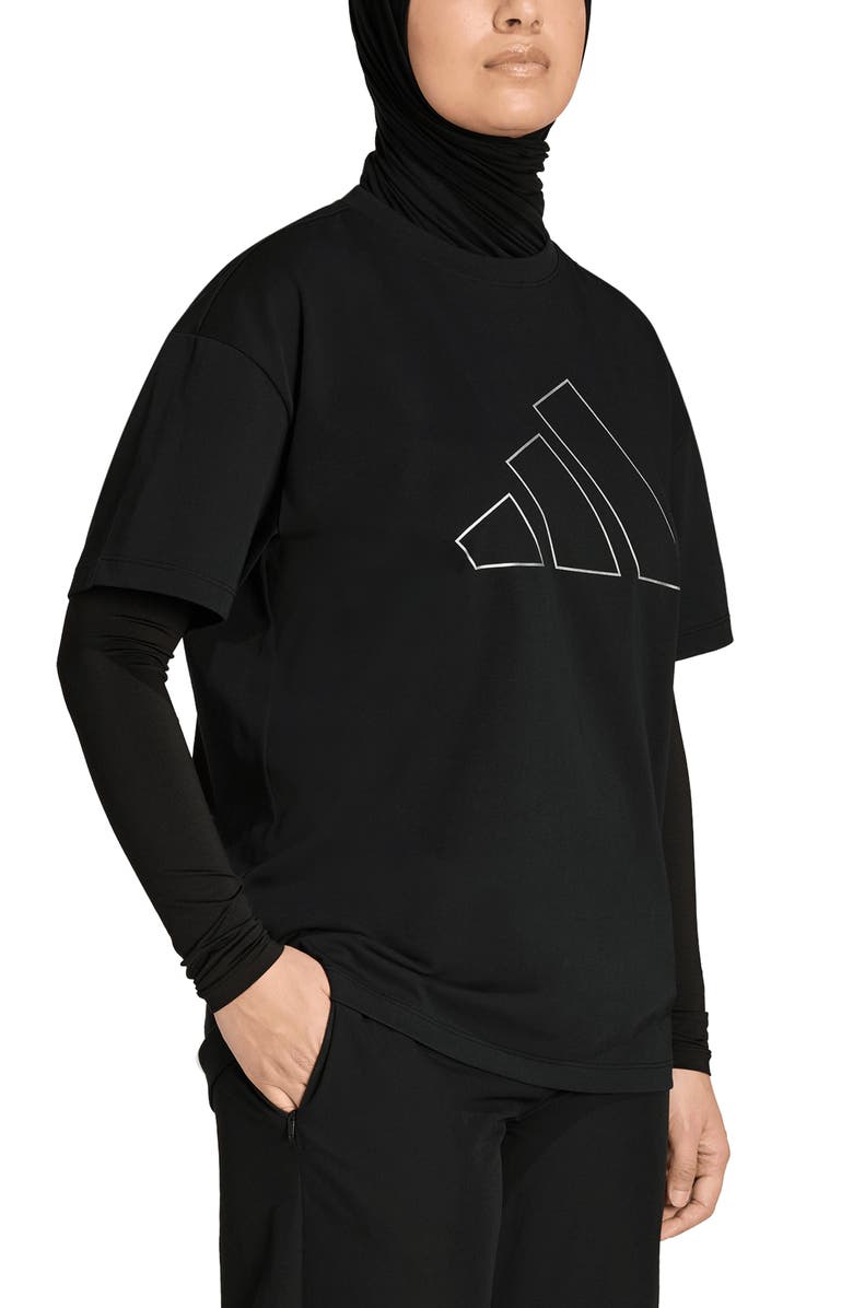 adidas Power Essentials Workout Oversize Logo T-Shirt, Main, color, Black