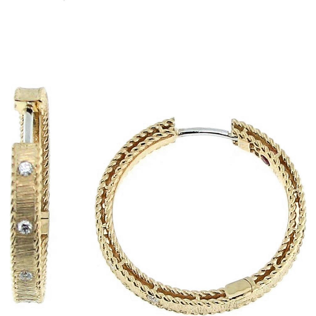 Roberto Coin Princess Diamond Hoop Earrings In Gold