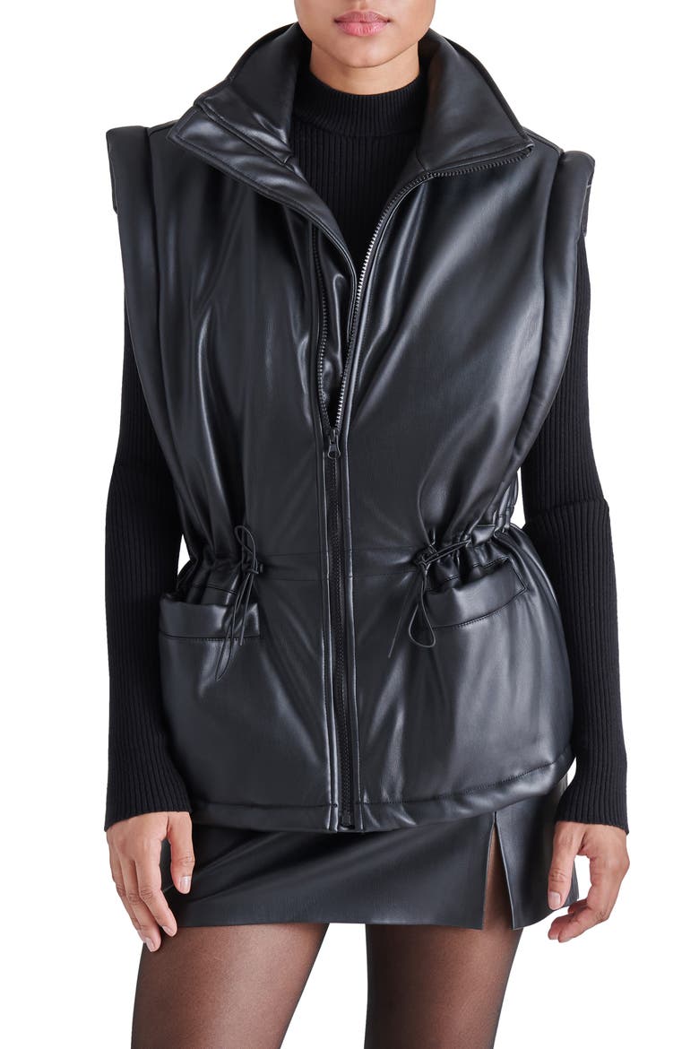 Celestina Faux Leather Vest, Main, color, BLACK