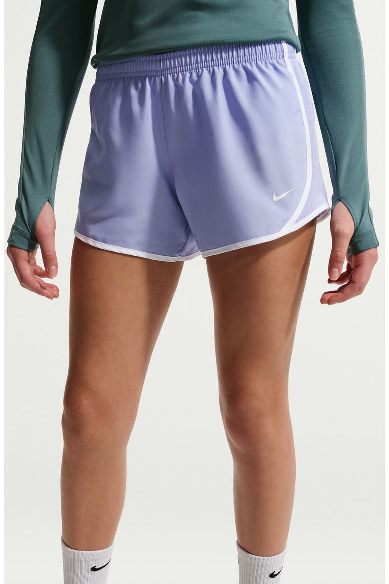 Kids' Dry Tempo Running Shorts, Alternate, color, LIGHT THISTLE/ WHITE