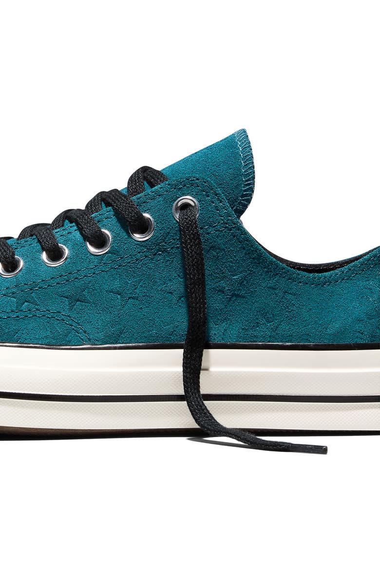 Converse Gender Inclusive Chuck 70 Stars Suede Low Top Sneaker, Alternate, color, Murky Waters/ Egret/ Black