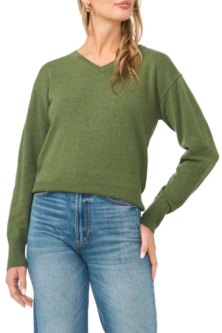 V-Neck Sweater, Main, color, BRIGHT FERN