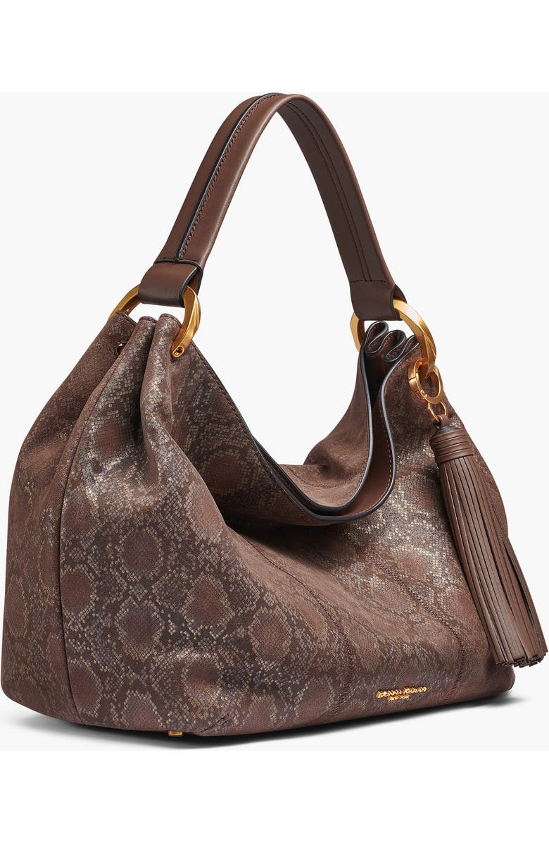 Donna Karan New York Glenwood Python Suede Shoulder, Alternate, color, Brown Multi