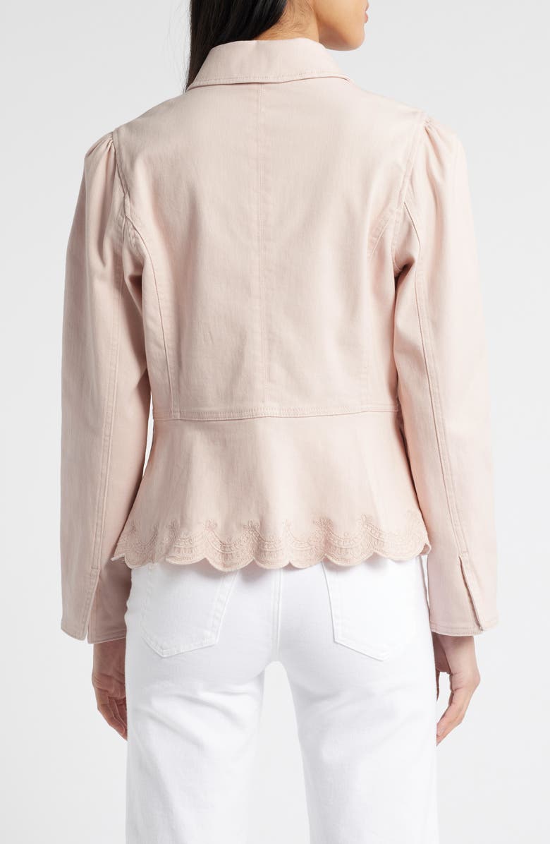 Wit & Wisdom Puff Shoulder Peplum Denim Jacket, Alternate, color, Whisper Pink