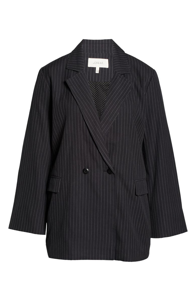 THE GREAT. The Shlumpy Cotton Blazer, Alternate, color, Wide Smokey Stripe