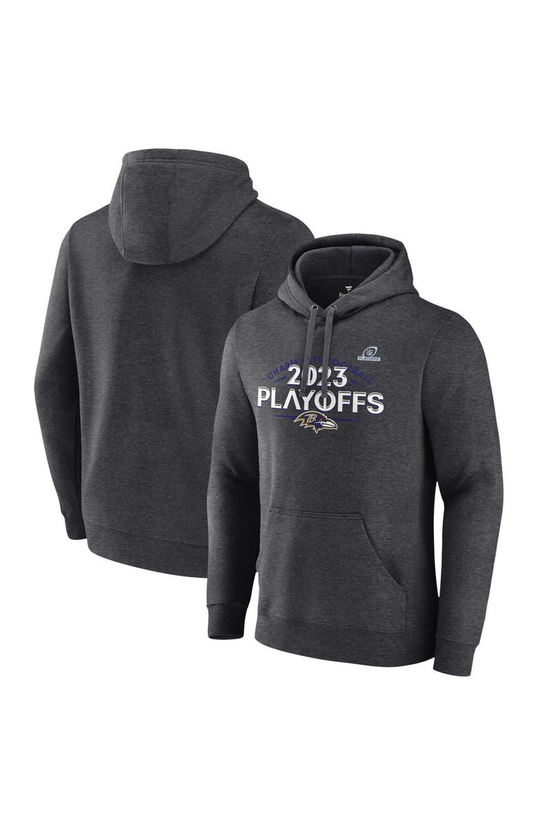 FANATICS Men's Fanatics Branded Heather Charcoal Baltimore Ravens 2023 NFL Playoffs Fleece Pullover Hoodie, Alternate, color, 