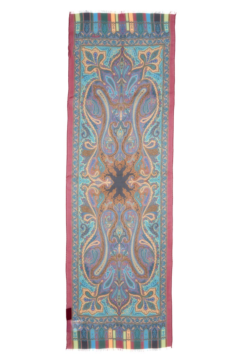 Etro Tosca Silk Fringe Scarf, Main, color, S9883 Multicolour/ Blue