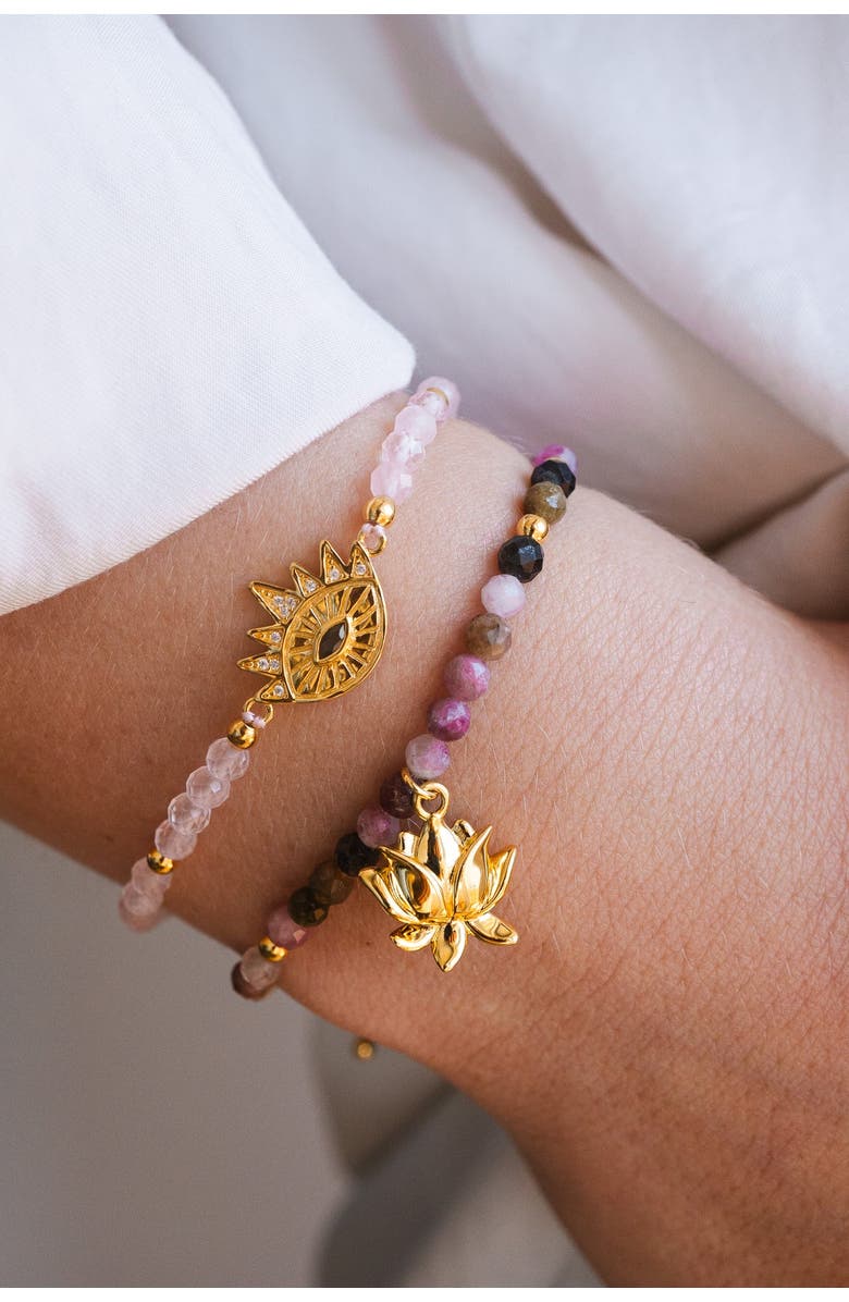 Seven Saints Heart Healing Evil Eye Bracelet, Alternate, color, Gold