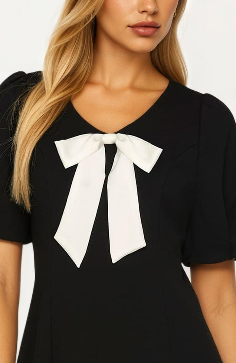 Knit and Lounge Bow Detail Mini Dress, Alternate, color, 