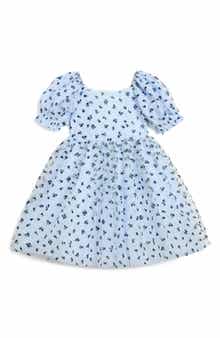 Pippa & Julie Kids' Floral Stripe Puff Sleeve Dress
