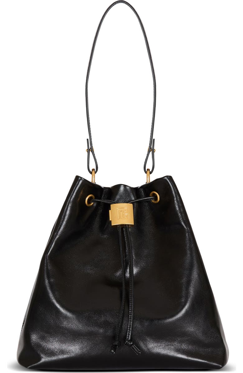 Balmain Pulse calfskin leather backpack, Main, color, Black