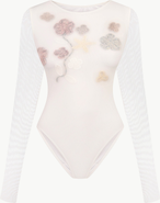 Malva Florea Bridal Sheer Mesh Bodysuit With 3D Florals