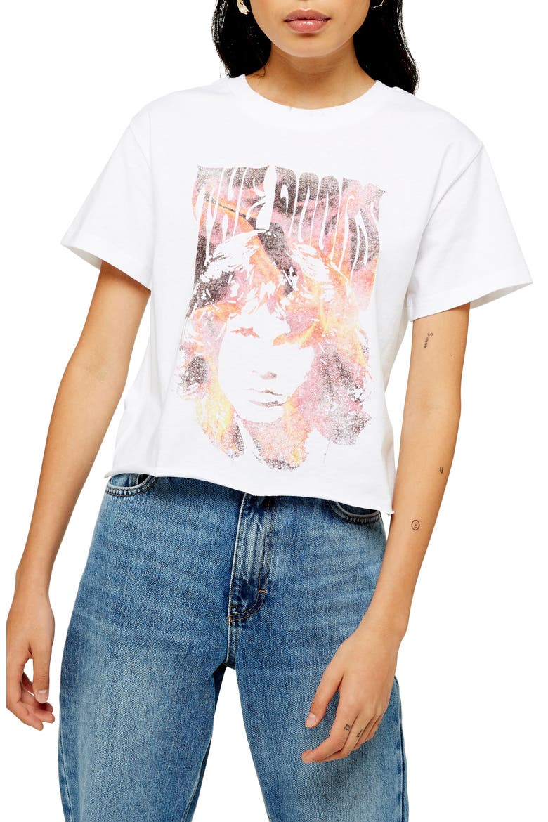 The Doors Crop Tee, Main, color, CREAM MULTI