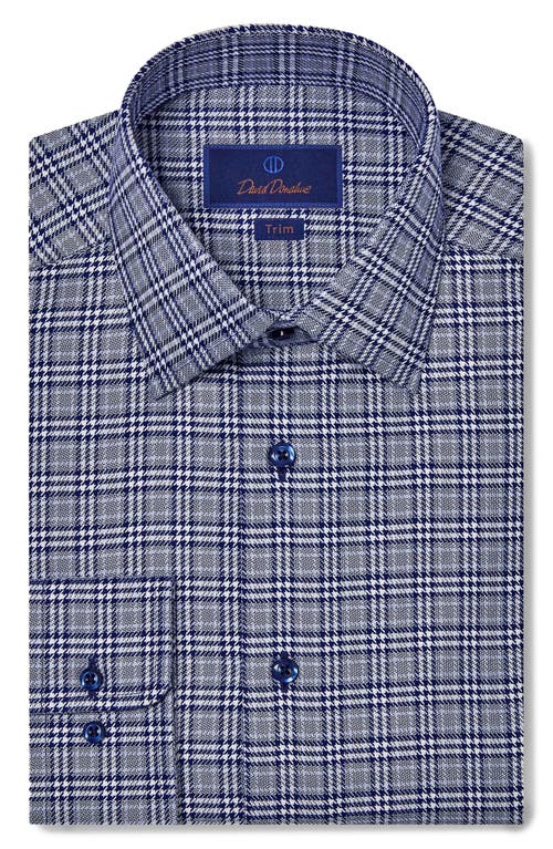 David Donahue Trim Fit Micropattern Cotton Dress Shirt in Navy 