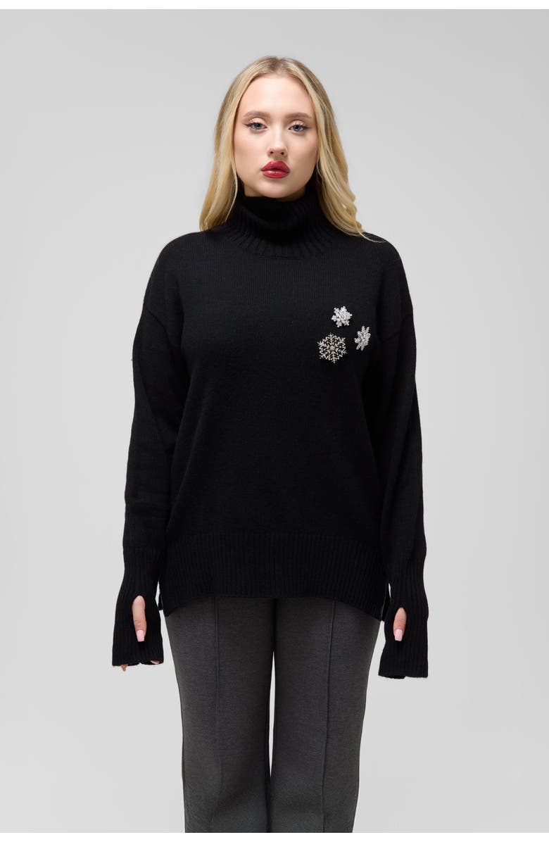 Le Fafo Turtle Neck Cashmere Sweater, Alternate, color, Black