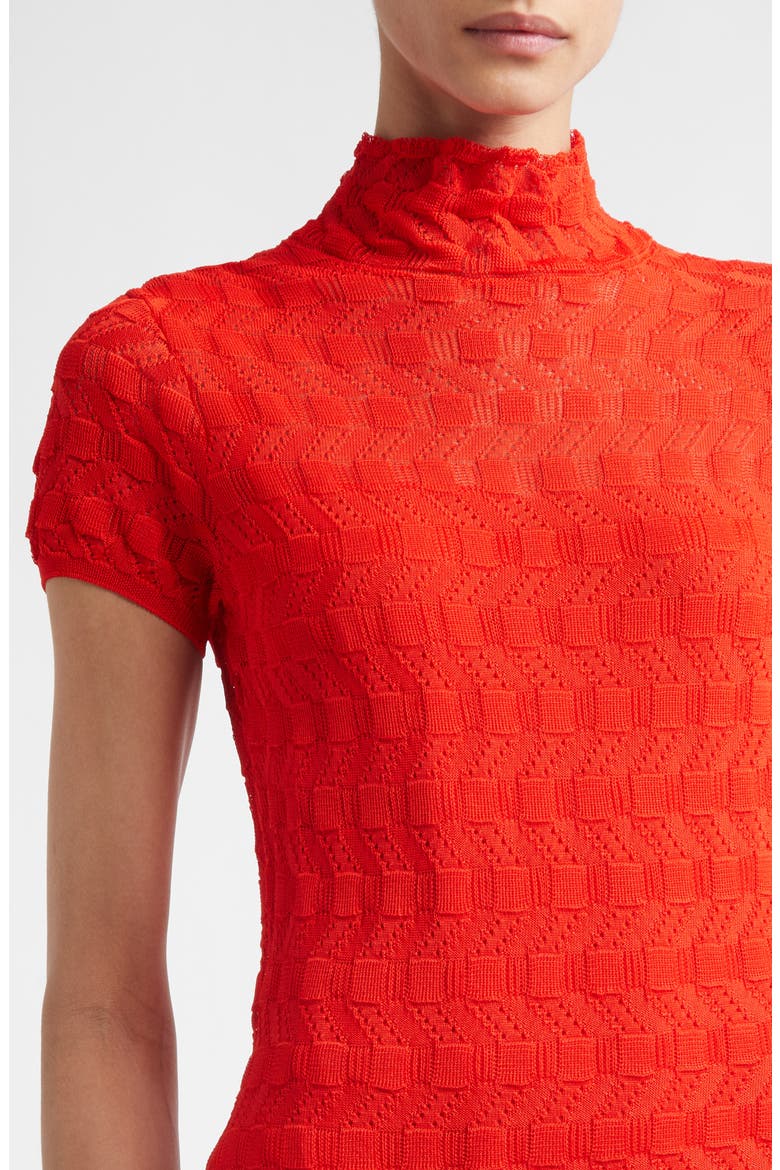 Geometric Jacquard Knit Dress, Alternate, color, VERMILLION
