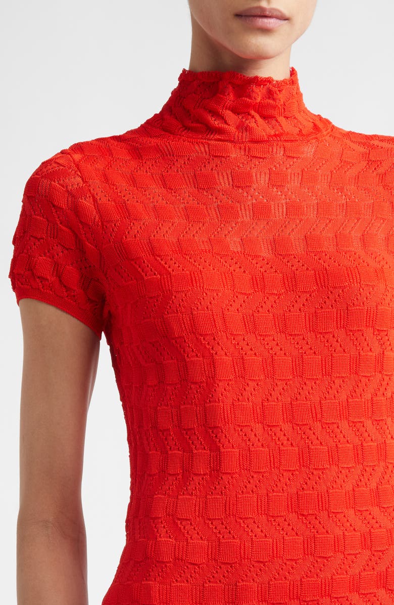Proenza Schouler Geometric Jacquard Knit Dress, Alternate, color, Vermillion